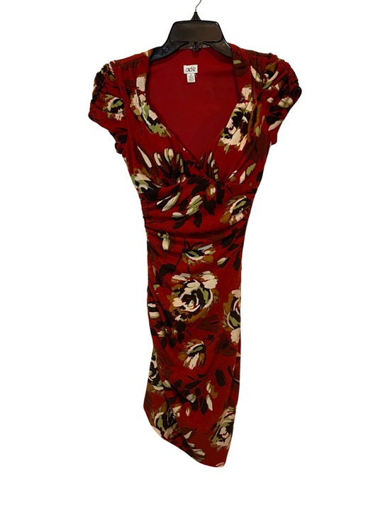 Cache Dresses & Skirts - Cache Red Floral Dress with V-Neck